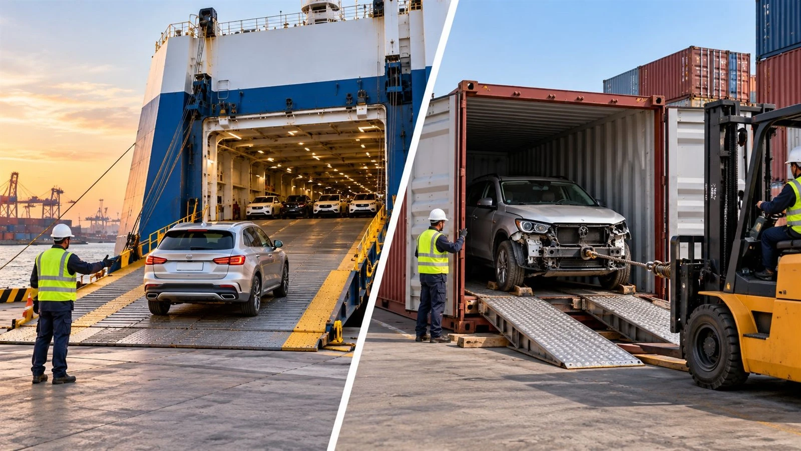 RoRo vs container shipping comparison for non-running and damaged vehicles RoRo vs container shipping comparison for non-running and damaged vehicles
